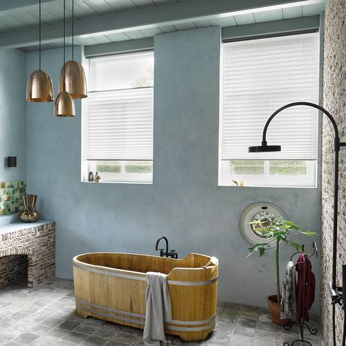 Luxaflex Plisse Shades in the bathroom